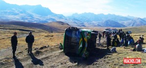 Volcadura de un ómnibus deja 19 heridos en la vía Huancavelica-Yauricocha Volcadura de un ómnibus deja 19 heridos en la vía Huancavelica-Yauricocha