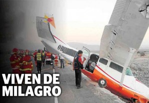 Avioneta aterriza de urgencia en el Km. 439 de la Panamericana Sur, 6 heridos Avioneta aterriza de urgencia en el Km. 439 de la Panamericana Sur, 6 heridos