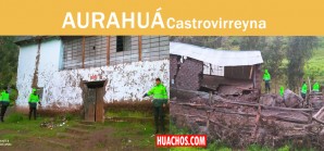 El local comunal de un poblado de Aurahuá, fachada y parte trasera El local comunal de un poblado de Aurahuá, fachada y parte trasera