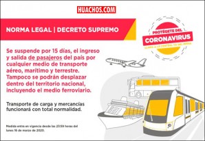 Gobierno dispone cierre de fronteras durante estado de emergencia nacional por 15 días Gobierno dispone cierre de fronteras durante estado de emergencia nacional por 15 días