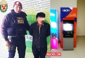 Luis Fernando quiso asaltar al cajero automático de un banco huancavelicano Luis Fernando quiso asaltar al cajero automático de un banco huancavelicano